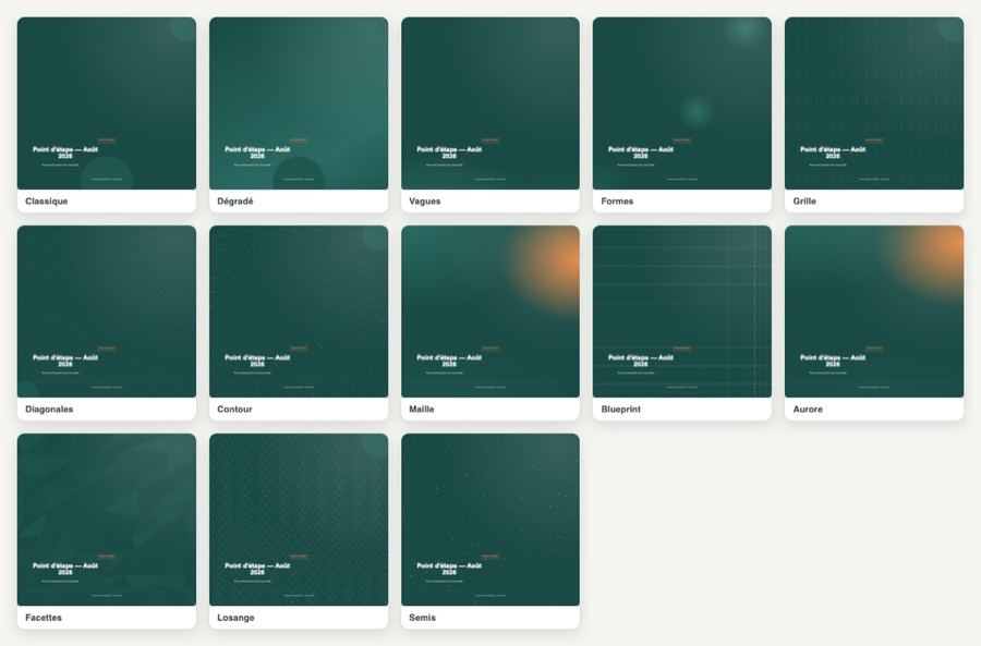 PDF Recap Tool — styles de couverture